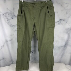 LL Bean Straight Leg Women's Size 18R Pants Olive Green Classic Fit Stretch.